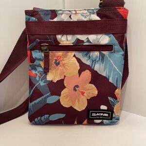 Dakine Crossbody Bag Purse Jive Brown Coral Hibiscus Tropical Full Bloom New